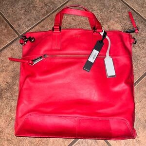 JOY GRYSON Ryan squared solid convertible backpack NWT red papaya